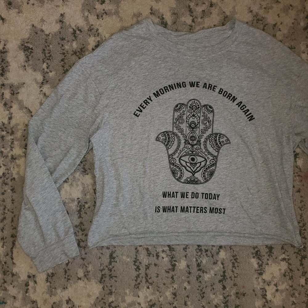 Miken Flow Hamsa Evil Eye Long Sleeve Crop Top Size  S